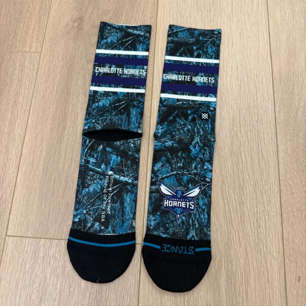 Stance NBA Charlotte Hornets Crew Socks Blue Teal Camo Mens Size Large L